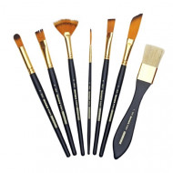 Professional Paint Brushes 7 Pointed Sizes ISOMARS Black