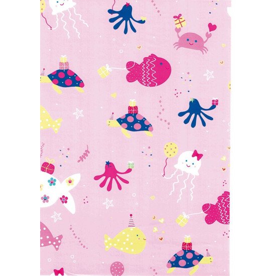 Children's Gift Wrapping Paper 2m x 70cm Sea Animals Pink Children's Gift Wrapping Paper 2m x 70cm Sea Animals Pink