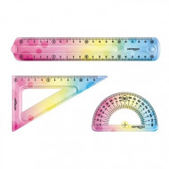 A set Of 3 Pieces A Triangle A Protractor And A Ruler KEYROAD Rainbow Colors