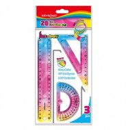 A set Of 3 Pieces A Triangle A Protractor And A Ruler KEYROAD Rainbow Colors