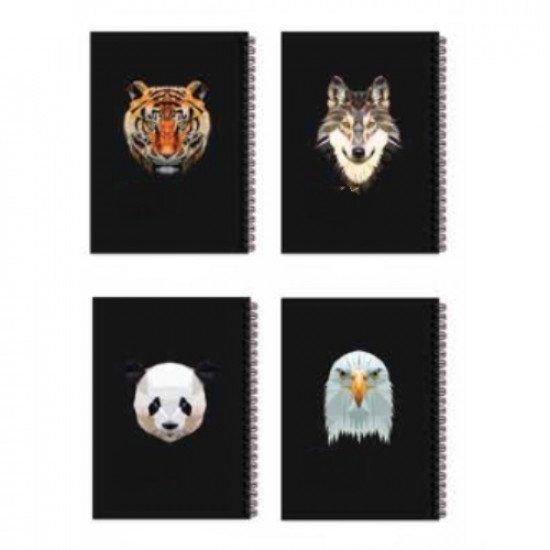 Wire Notebook Lined KESKIN 100 Sheets B5 Jungle Animals Black