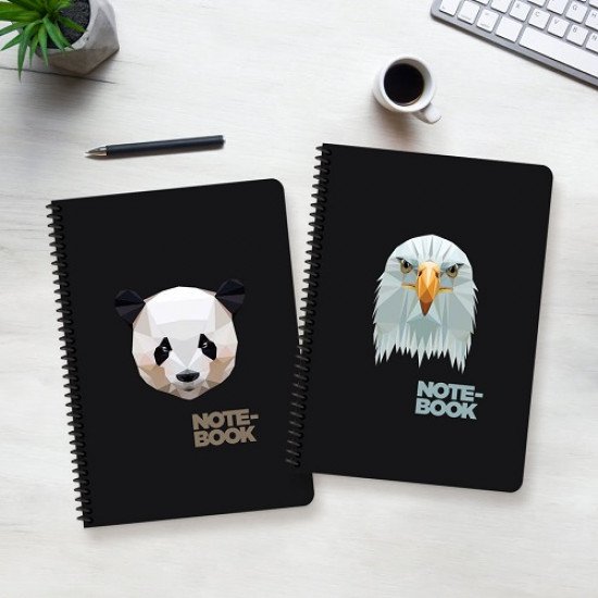 Wire Notebook Lined KESKIN 100 Sheets B5 Jungle Animals Black