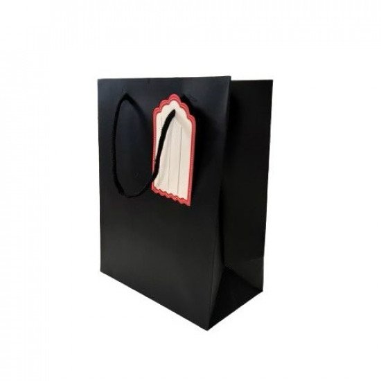 Gift Bag Paper With Ticket 23x18x10 cm Black Gift Bag Paper With Ticket 23x18x10 cm Black