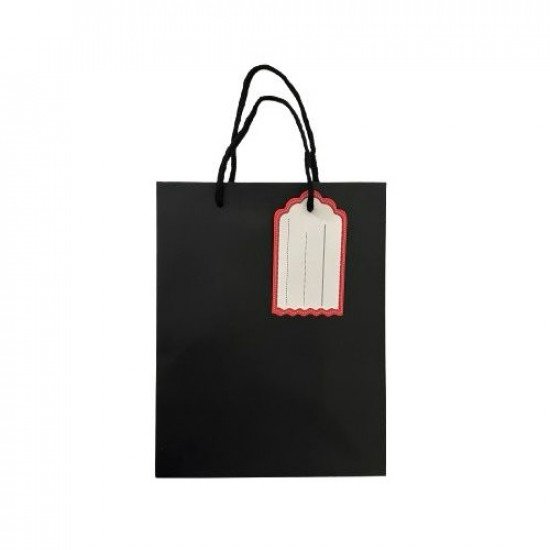 Gift Bag Paper With Ticket 23x18x10 cm Black Gift Bag Paper With Ticket 23x18x10 cm Black
