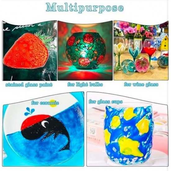 Keep Smiling Glass Paint Set – 6 Colors (25ml) and Brush