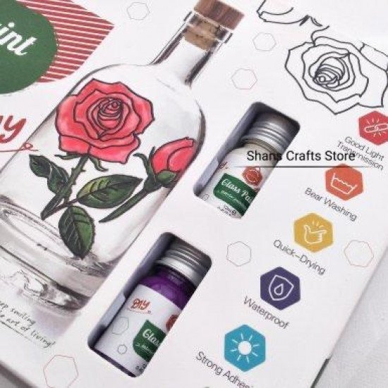طقم الوان زجاج 12 لون 12 مل و2 فرشاة  كيب سمايلينج
