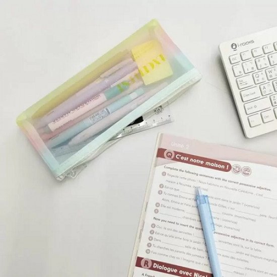 مقلمية بسحاب شبك شفاف ناعم باستيل عدة الوان مقلمية بسحاب شبك شفاف ناعم باستيل عدة الوان