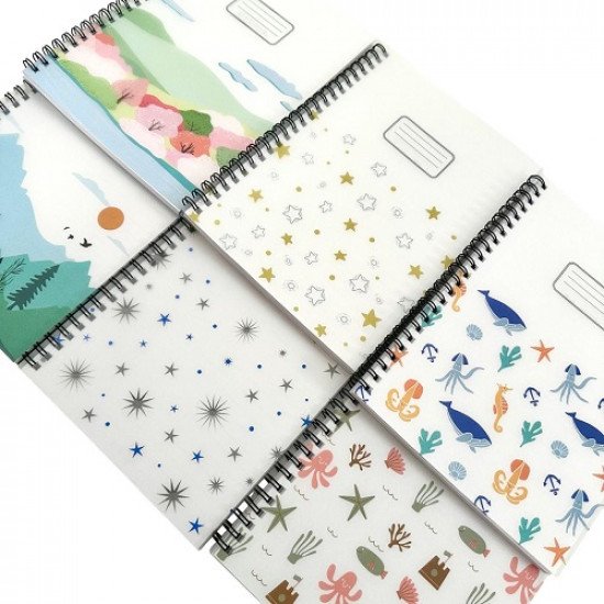 Simba A5 Wirebound English Notebook, Transparent Cover, 60 Sheets with Fun Shapes Simba A5 Wirebound English Notebook, Transparent Cover, 60 Sheets with Fun Shapes
