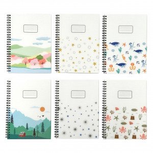 Simba A5 Wirebound English Notebook, Transparent Cover, 60 Sheets with Fun Shapes