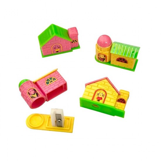 Cottage-Shaped Pencil Sharpener, Single Hole, 4 Pieces Cottage-Shaped Pencil Sharpener, Single Hole, 4 Pieces