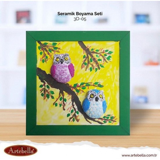 3D Ceramic Painting Set Owl And Twig ARTEBELLA 20 x 20cm