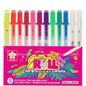 Gell Roll Moonlight &amp; White Color SAKURA 12 Colors