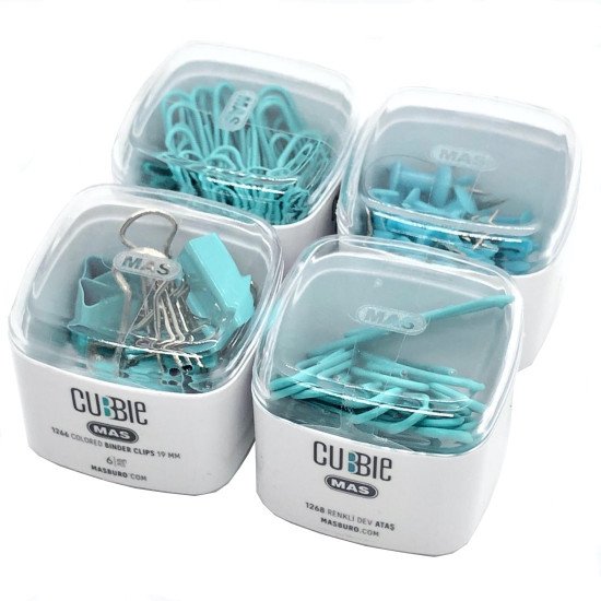 Boxes of Push Pins, Binder Clips, and Paper Clips MAS Light Blue Boxes of Push Pins, Binder Clips, and Paper Clips MAS Light Blue