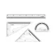 Set Of 4 Pieces Triangle 2Pieces A Protractor And 30cm Ruler KEYROAD Transparent Black 