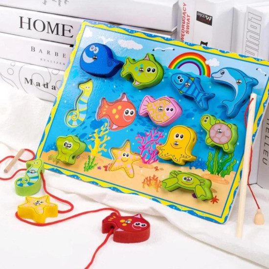 Wooden Fishing Toy for Children Various Shapes Wooden Fishing Toy for Children Various Shapes