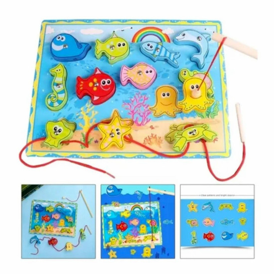 Wooden Fishing Toy for Children Various Shapes Wooden Fishing Toy for Children Various Shapes