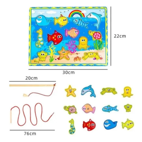 Wooden Fishing Toy for Children Various Shapes Wooden Fishing Toy for Children Various Shapes