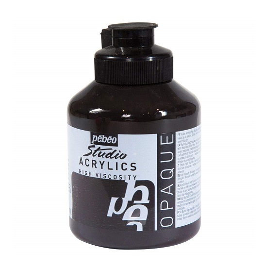 Acrylic Studio Colors High Viscosity PEBEO Black 500 ml