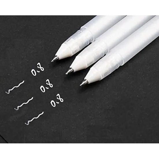 White Roller Gel Pens Set 0.8ml KEEP SMILING