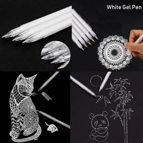 White Roller Gel Pens Set 0.8ml KEEP SMILING