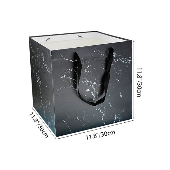 Marble Paper Gift Bag 30x30x30 cm, Square Base, Black Marble Paper Gift Bag 30x30x30 cm, Square Base, Black