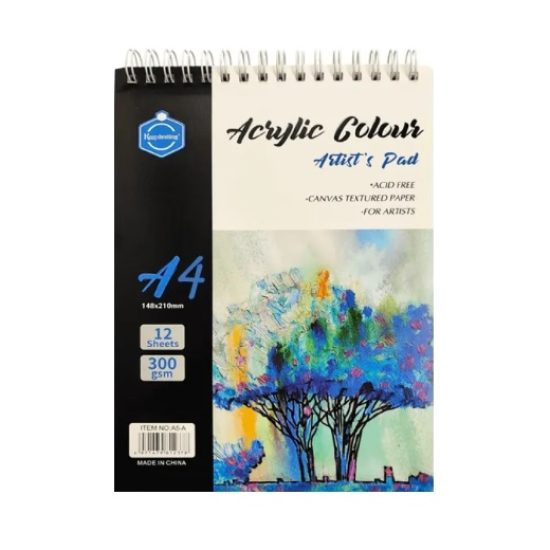 Acrylic Sketchbook A4, Wirebound, 12 Sheets, 300g, Keep Smiling Acrylic Sketchbook A4, Wirebound, 12 Sheets, 300g, Keep Smiling