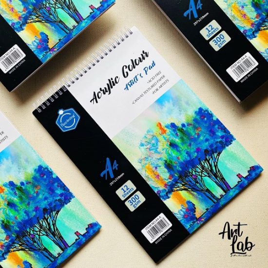 Acrylic Sketchbook A4, Wirebound, 12 Sheets, 300g, Keep Smiling Acrylic Sketchbook A4, Wirebound, 12 Sheets, 300g, Keep Smiling