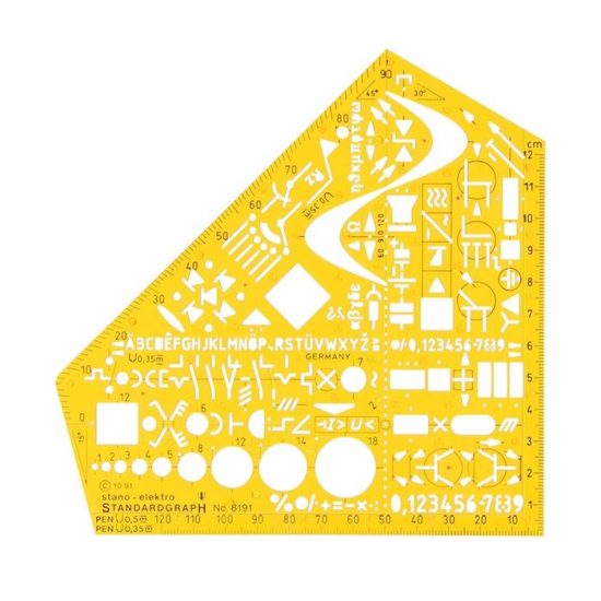 Geometric Stencil, Electrical Shapes, Drawing Size 1.50, Isomars