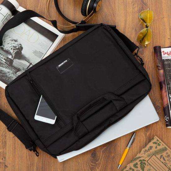 Laptop Bag With Two Large External Pockets and a Zippered Longitudinal Pocket 29x40 cm Black Laptop Bag With Two Large External Pockets and a Zippered Longitudinal Pocket 29x40 cm Black