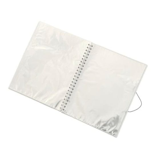 White Wire-Bound Portfolio, 30 Transparent Pockets, A4 Size, With Elastic Closure White Wire-Bound Portfolio, 30 Transparent Pockets, A4 Size, With Elastic Closure