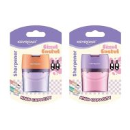  Sharpeners KEYROAD Metal Barrel Shape Two Holes With Cover pastel Colors Pixel Game