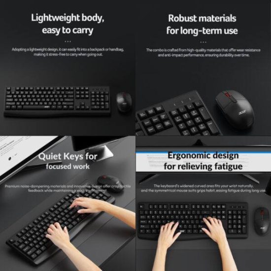 Wireless Keyboard And Mouse Set ACER OCC309 Black Wireless Keyboard And Mouse Set ACER OCC309 Black