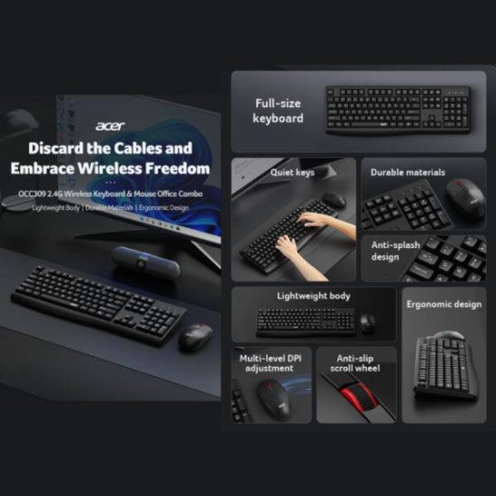 Wireless Keyboard And Mouse Set ACER OCC309 Black Wireless Keyboard And Mouse Set ACER OCC309 Black