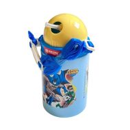 Lion Star Kids' Water Bottle (600ml) – Superman & Batman With Straw Assorted Colors