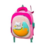 School Backpack with Zipper and Front Pocket, Featuring Embossed Bear Designs Fuchsia School Backpack with Zipper and Front Pocket, Featuring Embossed Bear Designs Fuchsia