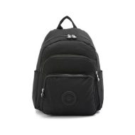 Small Backpack with 4 Zippers and Two Side Pockets Solid Black Small Backpack with 4 Zippers and Two Side Pockets Solid Black
