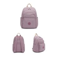 Small Backpack with 4 Zippers and Two Side Pockets Solid Light Pink Small Backpack with 4 Zippers and Two Side Pockets Solid Light Pink