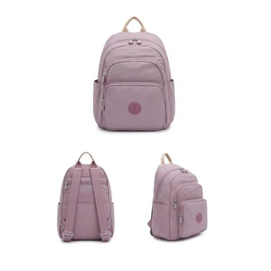 Small Backpack with 4 Zippers and Two Side Pockets Solid Light Pink Small Backpack with 4 Zippers and Two Side Pockets Solid Light Pink