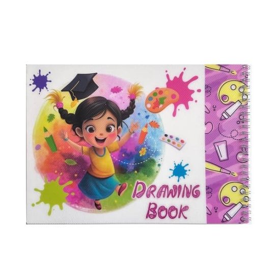 Spiral-Bound Sketchbook A4, Plastic Cover, 12 Sheets Design: Girl and Hat