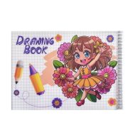Spiral-Bound Sketchbook A4, Plastic Cover, 12 Sheets Design: Girl and Flowers