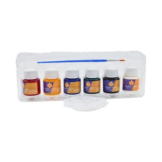 Keep Smiling Glass Paint Set – 6 Colors (25ml) and Brush