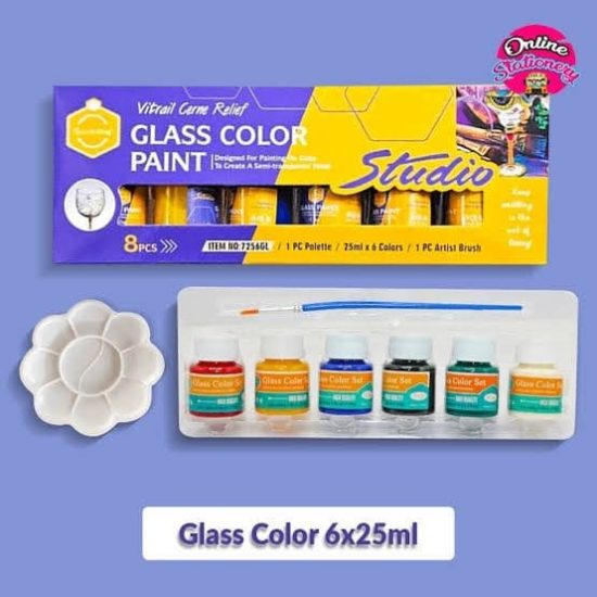 Keep Smiling Glass Paint Set – 6 Colors (25ml) and Brush