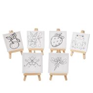 Square Canvas Drawing Board 10x10cm with Assorted Prints and Wooden Easel - Keep Smiling