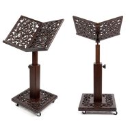 Wooden Quran Stand Engraved with Carved Decorations, with Adjustable Wheels, SIMBA