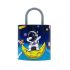 Large Metal Children's Piggy Bank in a Lock Shape, Blue Color Astronaut