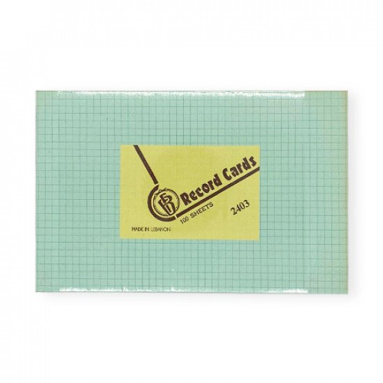 Record Cards 8x5 inch 100 Sheet Green Squares