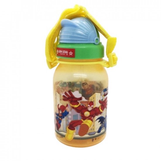Lion Star Kids' Water Bottle (400ml) – Superman & Batman Transparent Assorted Colors