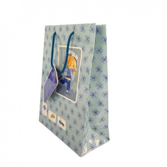 كيس هدايا ورق 30x23x10 سم ازرق مع كرت كيس هدايا ورق 30x23x10 سم ازرق مع كرت