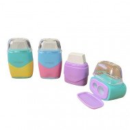 Eraser with Cover and Sharpener with Two Holes Pastel Several colors KEYROAD 