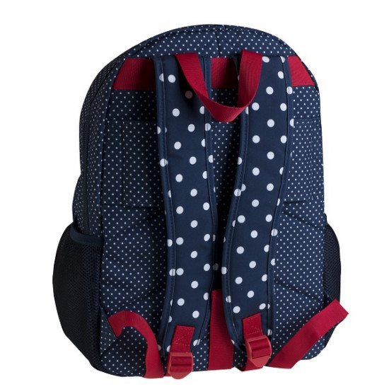 School Backpack Big DOLORES Navy Dotted White BUSQUETS